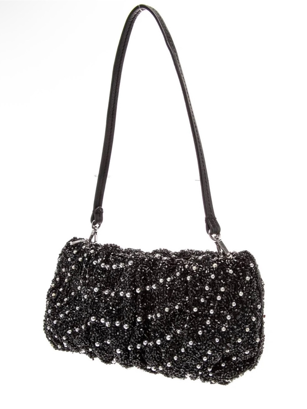 STAUD Black Beaded Shoulder Bag